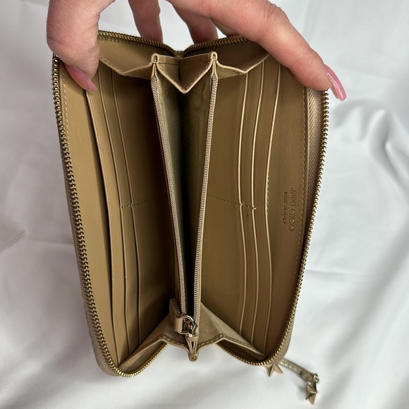 JIMMY CHOO FILIPA Star-embossed Leather Wallet GOLD Leather Signat… - Picture 7 of 17